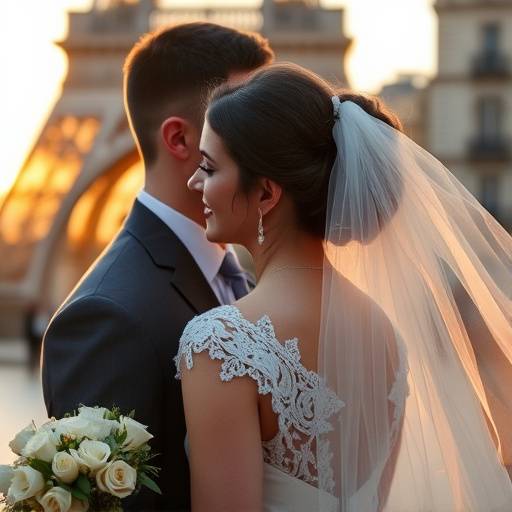 Candid photograph of a bride and groom during their wedding ceremony in Paris